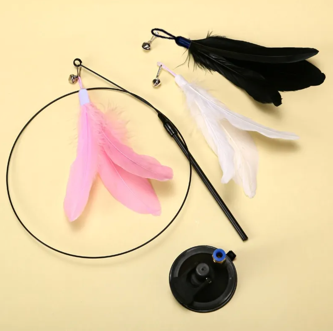 Bell & Feather Suction Cat Toy